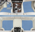 Customize Making Car Floor Mats for 99.99% Sedan SUV Pickup Truck Full Coverage Men Women Cute Leather Protection Pads Non-Slip Floor Liners (White+Sky Blue)