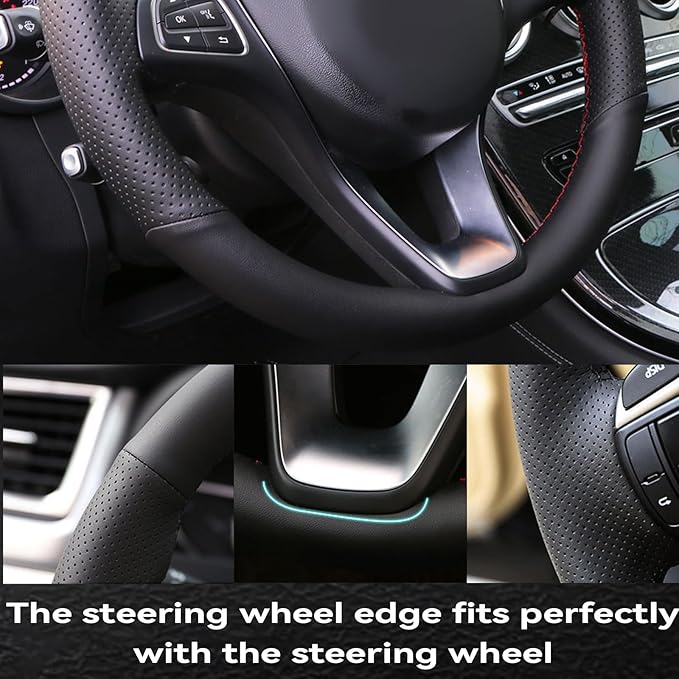 Leather Steering Wheel Wrap Car Steering Case Stitch Steering Wheel Cover Fit for Kia K5 2019 2020 2021 2022 2023 2024,Blue