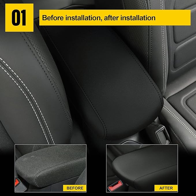 AOMSAZTO Console Covers for 2021-2023 Trailblazer Chevrolet Armrest Covers Leather Black