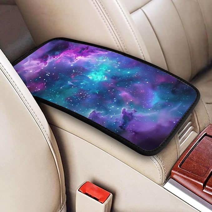 Galaxy Cosmic Car Armrest Cushion Pad Outer Space Center Console Cover Cars Accessories Interior Decor, Nebula Armrest Seat Box Covers Protector