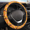 Yellow Hippie Floral Auto Car Daisy Steering Wheel Cover Universal 15 Inch Neoprene Interior Decor Protection Accessories