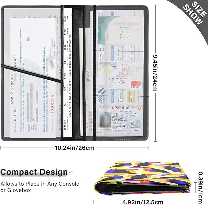 ALAZA Color Block Toucan Car Registration and Insurance Card Holder Vehicle Glove Box Car Organizer Driver License Documents Holder Waller Case Organizers