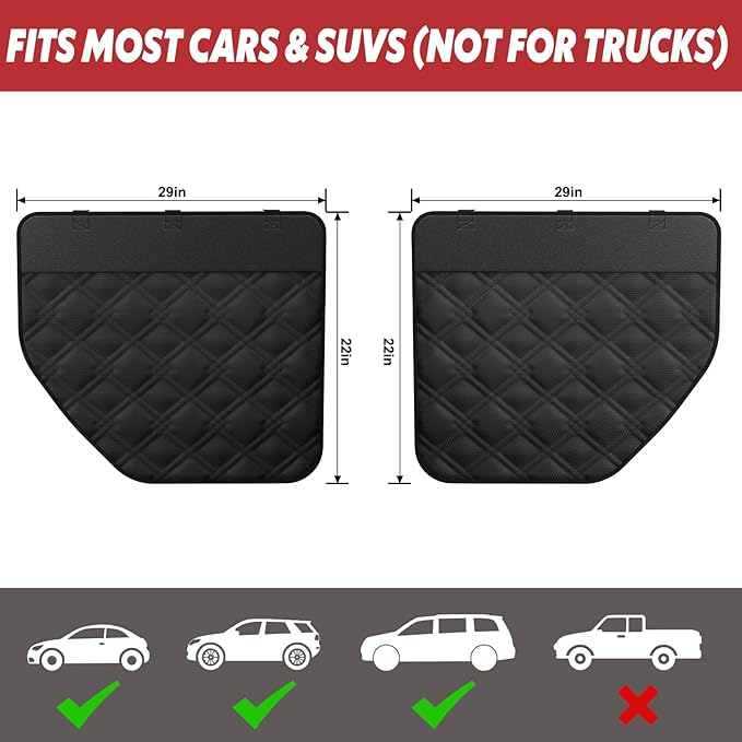 Surfcabin Dog Car Door Protector – 20% Larger Design for Sedans, Family Cars and Small SUVS, 2 Packs Thickened Waterproof Door Panel Covers, Protects Doors from Dog Scratching