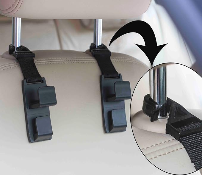 Headrest Hooks for Car, Car Headrest Hooks for Front Back Seat - Handy for Purse, Grocery Bags, Handbag and Backpack(Set of 4)