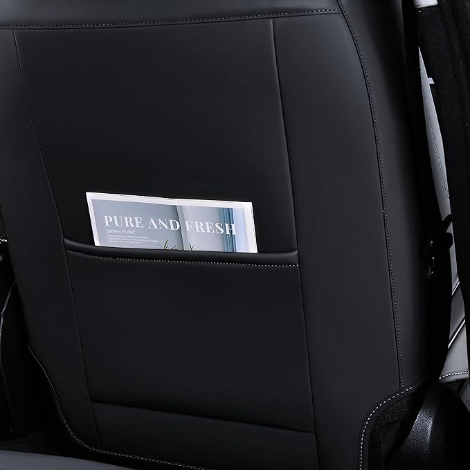FLORICH Leather Seat Covers, Universal Front Seat Covers, Waterproof Car Seat Protector, Automotive Driver Seat Accessories Fit for Most Cars Trucks SUV-Black&White