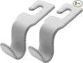 AMVOYOA Leather-Wrapped Car Headrest Hooks & Seat Back Organizer - 2 Pack U-Shaped Car Purse Holder for Bags, Coats, Handcrafted Stitching, Flexible Car Accessories for Women (Gray)