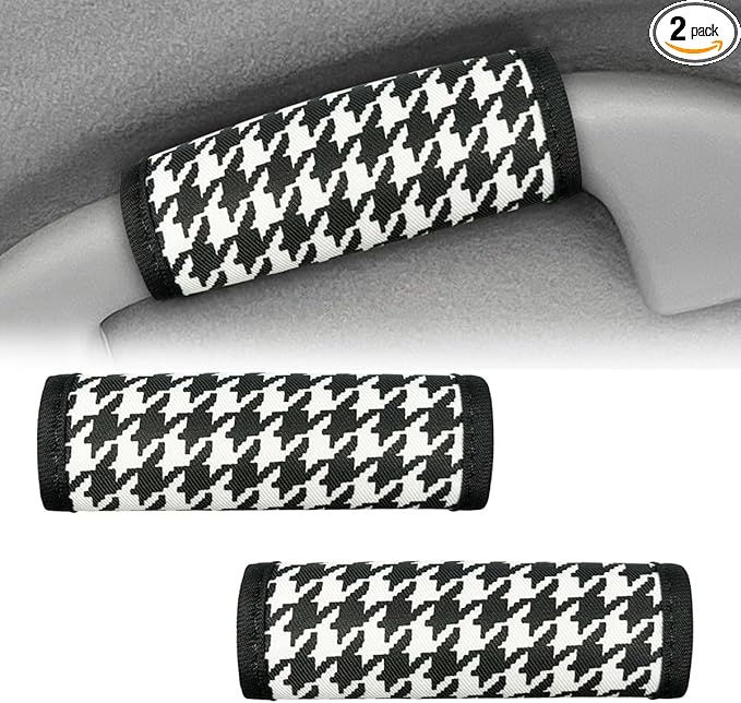 Car Inside Door Handle Protector, Soft Car Inner Front Rear Door Pull Handle Cover, Universal Anti-Scratch Vehicle Interior Grip Gloves Decoration Accessories for Women Men (Grid-2PCS)