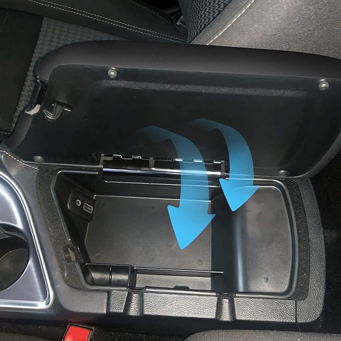 AOMSAZTO Console Armrest Covers for 2014-2023 2024-2026 Dodge Challenger Interior Accessories for Dodge Challenger Black with Black Stiches