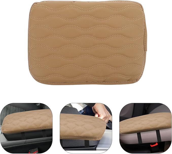 Car Center Console Armrest Cushion Pad Memory Foam Auto Armrest Cover for Fit Stylish Beige Protection Scratch and Damage Resistant