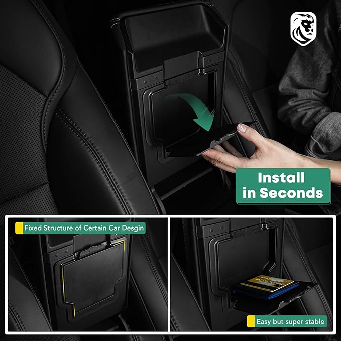 YHTAUTO Armrest Hidden Storage Box for Tesla Model Y Juniper 2025 2026(Premium & Performance),Tesla Model 3 Highland 2024 2025 2026, Center Console Organizer Tray Compartment Storage Car Accessories