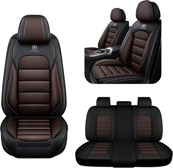 AREKA 5 Seat Covers for Subaru Crosstrek 2016-2026 Breathable Car Seat Covers,Anti-Slip Waterproof Car Seat Protectors with Airbag,Automotive Vehicle Cushion with Storage Pockets (Standard,Brown)