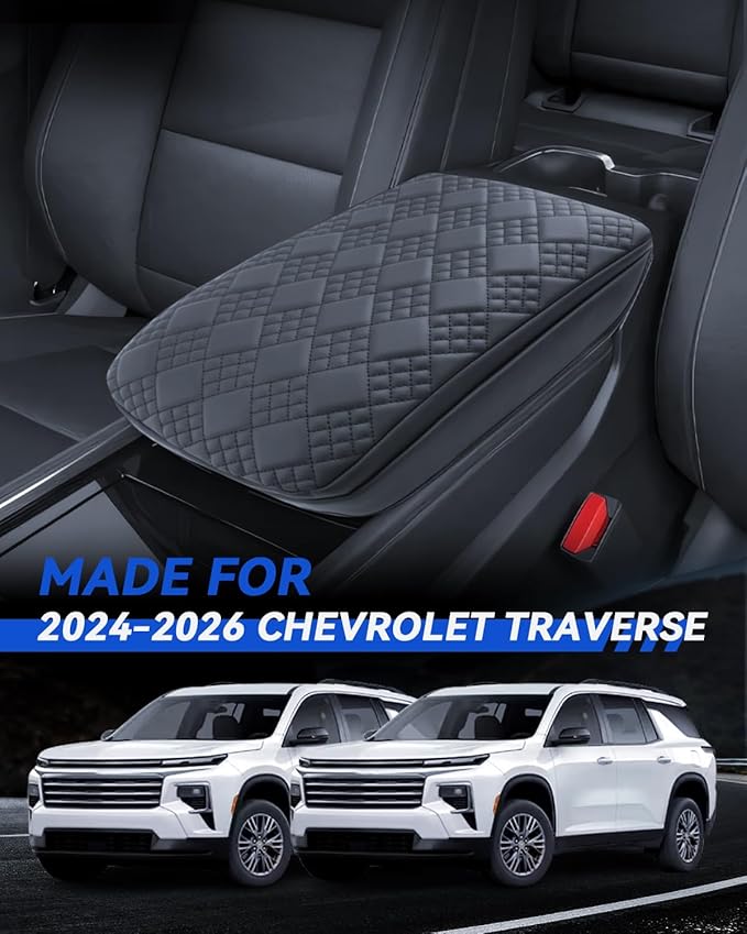 Armrest Cover for 2024 2025 2026 Chevrolet Traverse LT/RS/Z71/High Country Accessories Center Console Middle Lid Pad Protector for Car Elbow Rest-Thickened