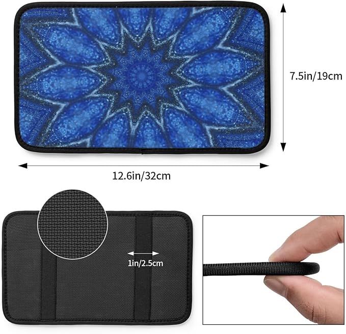 DORKEIXIA Lotus Mandala Floral Flower Auto Center Console Armrest Pad Universal Car Center Console Cover Seat Box Cover for Sedan, Van, SUV, Truck Car Accessorie
