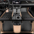 Custom Car Floor Mats Fit for 99% Sedan SUV Sports Car Full Coverage Pads Leather Floor Liners Mat Women Men (Black&Beige)