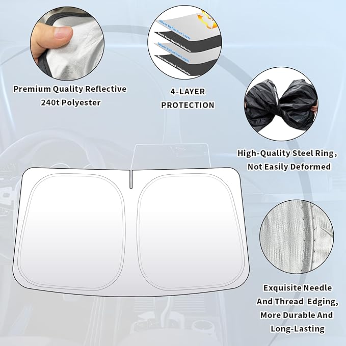 Thickened 2-Layer Front Windshield Sun Shade Compatible for Toyota ZN8 gr 86, Foldable Custom Fit Sunshade Blocks 99% Heat, Keeps Car Interior Cool (for ZN8 gr 86)