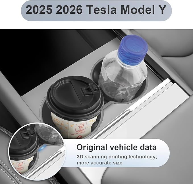 SKTU for 2025 2026 Tesla Model Y Cup Holder for 2025 2026 Tesla Model Y Central Control Cup Holder Tesla Model Y 2025 2026 Accessories Rubber Cup Pad 2025 2026 Model Y Non-Slip Pad