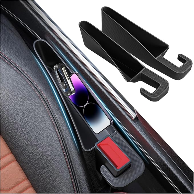 2026 Upgraded Short Car Seat Gap Filler Organizer with Storage Space,2PCS Car Seat Side Gap Filler for Storing Cell Phones,Keys,Cards,Cars Gaps Seats Fillers for Smaller Seats Gaps