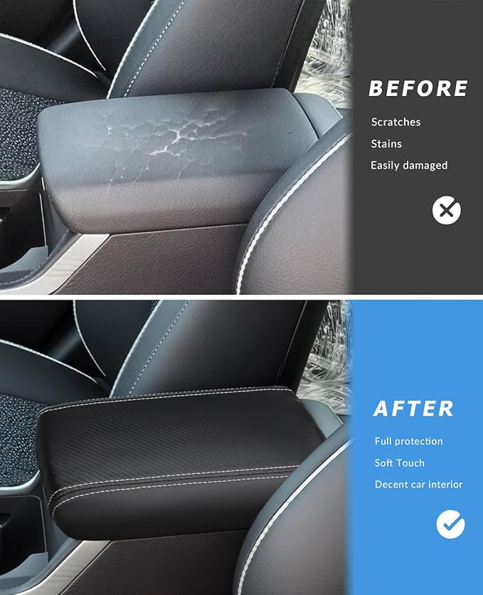 INTGET Center Console Cover for Kia K4 Accessories 2025 2026 LX/LXS/EX/GT-Line/GT-Line Turbo Car Interior Leather Armrest Arm Rest Lid Cushion Pad Protector (Carbon Fiber Texture, for 2025+ K4)