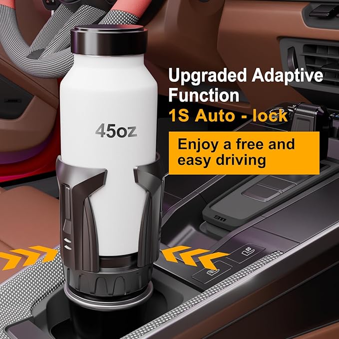 Automatic Car Cup Holder Expander, Large Water Bottles Holder for Yeti, Hydro Flask, Nalgene, Stanley, Owala 24/32/45/50 oz Travel Tumbler & Mug, Adjustable Car Cup Insert Accessories (CH03, 1PACK)