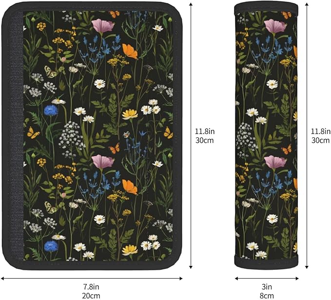 Floral Steering Wheel Cover Elastic Non-Slip Car Steering Wheel Covers with Seat Belt Shoulder Pad for Women Men