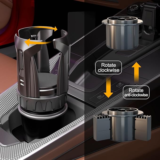 Cup Holder Expander, Automatic Car Cup Holder Expander Holds Large Water Bottles, Compatible with Yeti, Stanley, Owala Tumbler & Mugs, Adjustable Arms & Extendable Base Insert