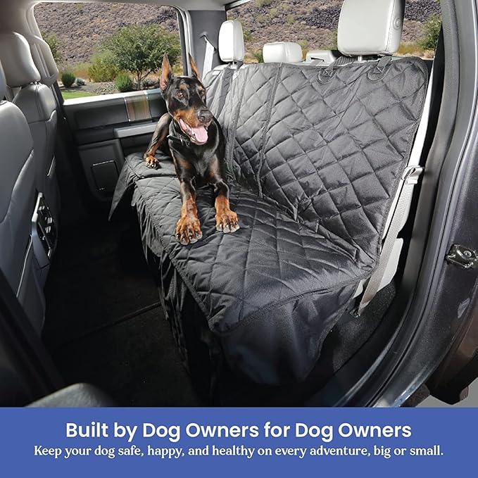 4Knines Bench Seat Covers for Trucks with Dog Hammock - Rear Seat Protector for Dogs Fits Full Size Crew Cab with Split Bench Seats - Waterproof, Heavy-Duty Dog Seat Cover (Driver Side, Camo)