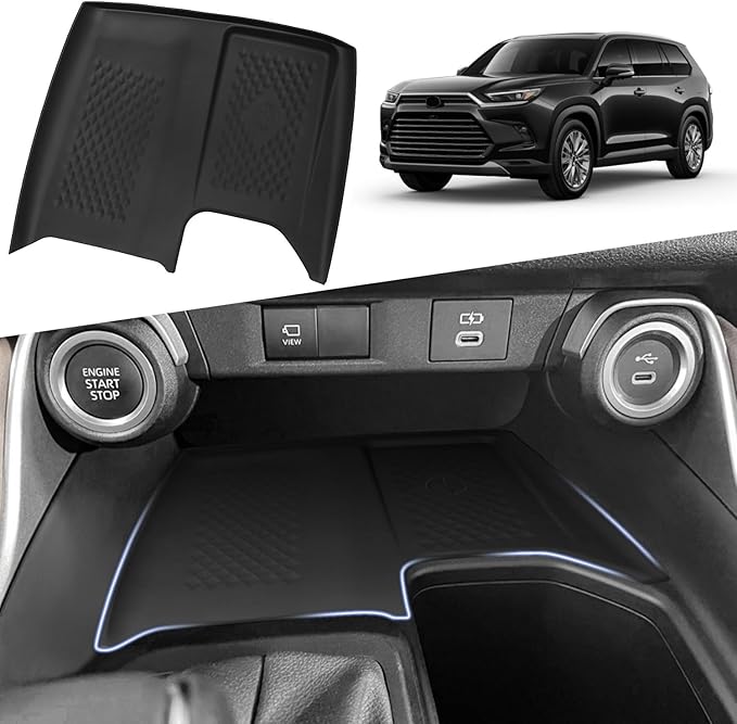 Wireless Charging Anti-Slip Mat for 2024 2025 2026 Toyota Grand Highlander, Silicone Waterproof Non-Slip & Anti-Scratch Center Console Phone Charger Protective Pad Liner Accessories