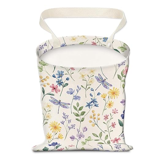 AUEKLLW Car Trash Can, Hanging Garbage Bin for Men and Women, Cute Car Organizer and Storage Bag, Canvas Vehicle Trash Can Bag Easy-to-Install Cute Colorful Flowers
