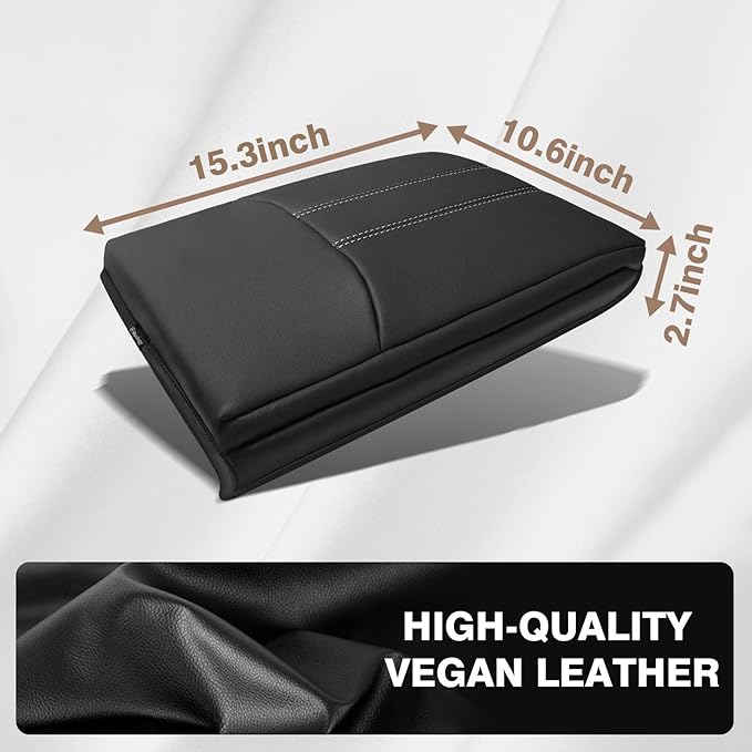 Muslogy Center Console Cover Extra Thick Armrest Pad Compatible with Honda Pilot 2023+, 2024-2026 Ridgeline/Passport Arm Rest Cushion Padding Anti-Scratch Middle Console Leather Armrest Lid Protector