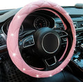 Xizopucy Pink Steering Wheel Cover, Diamond Leather Bling Steering Wheel Cover, Anti-Slip Steering Wheel Protector with Crystal Rhinestones for Women and Girl Fit 14.5-15 inch