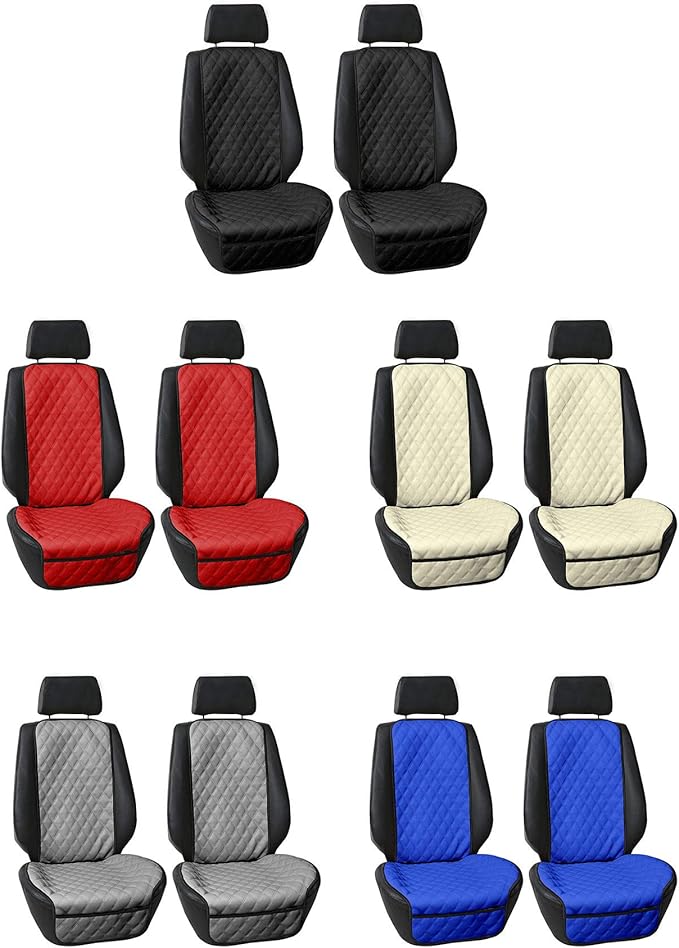 FH Group Car Seat Cushion – Faux Leather Single Front Seat Cover with Front Pockets, Airbag Compatible, Universal Fit Car Seat Cushion for Driver or Passenger Seat, SUV, Truck, Sedan & Van – Blue