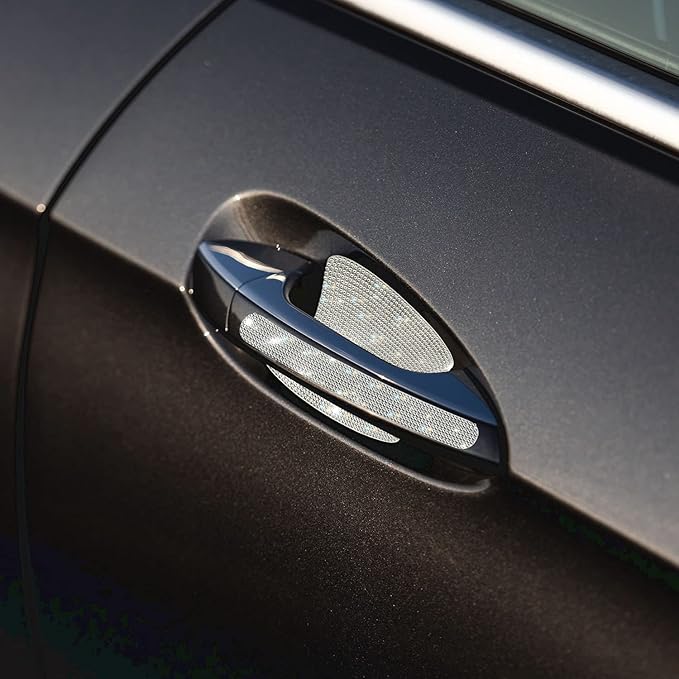 hinestone Bling Door Handle Reflective Trim Stickers Universal Side Rear View Mirror Safety Scratch Resistant Protector Galaxy AB Set