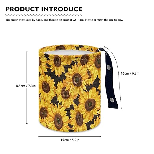 Car Trash Can with Hanging for Back Seat, Car Accessories for Women Men Automotive Garbage Cans Vehicle Trash Can for Truck SUVYellow Sunflower