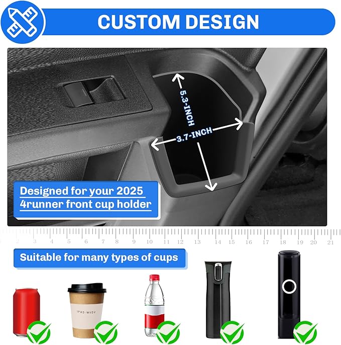 SXCY 4PCS for 2025 2026 Toyota 4Runner Accessories [Armrest Organizer + Front&Rear Cupholder + Door Side Tray] for 2025 2026 Toyota 4Runner Console Organizer 2025 6th Gen 4Runner Acccessories