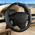 Black Carbon Fiber Leather Steering Wheel Cover, Microfiber Leather, Anti-Slip, Breathable, Universal Fit for 14.5–15 in Steering Wheel Cover for Men Women