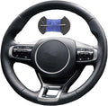 Leather Steering Wheel Wrap Car Steering Case Stitch Steering Wheel Cover Fit for Kia K5 2019 2020 2021 2022 2023 2024,Blue