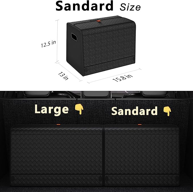 GMQ Car Trunk Organizer for SUV,Car Organizers and Storage with Collapsible Storage, Magnetic Lid Large Capacity for SUV, Truck, MPV (Weave Black, M-15.8×13×12.5 IN)