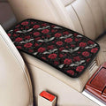 Goth Bat Rose Center Console Cover Pad, Car Armrest Seat Box Cover Cushion Universal for Most Vehicle SUV Truck, Car Interior Accessories Decor, Protect from Pet Claws & Dirt
