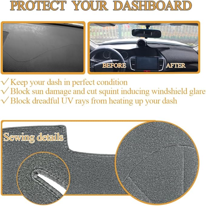 Yiz Dashboard Cover Dash Cover Mat Custom Fit for Ford Super Duty F250 F350 F450 F550 Without Touch Screen, Dash Pad Cap Carpet Protector J238 (Darkgray)