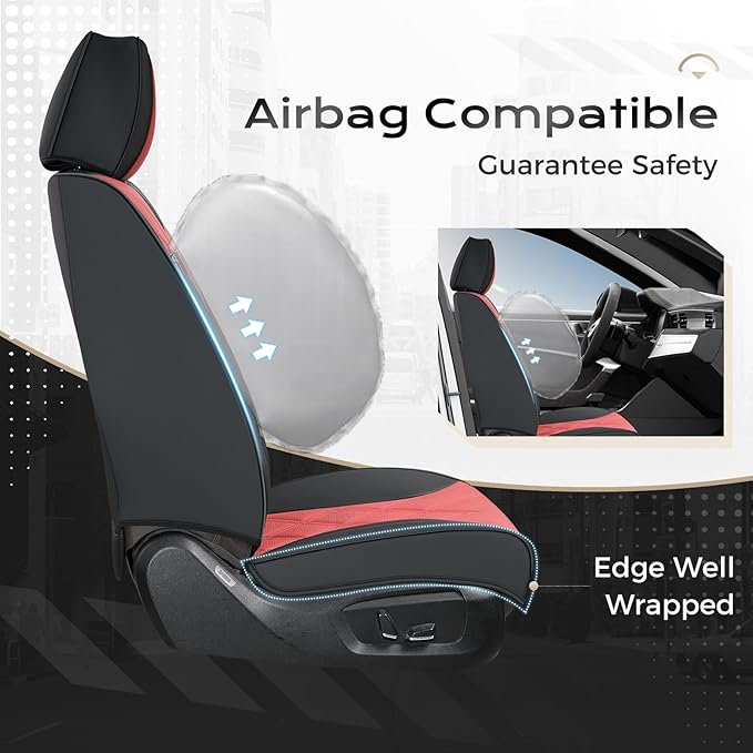 Coverado Car Seat Covers, Front Covers for Cars, Car Seat Cover Front Seats, Automotive Seat Cover, Waterproof, Leather Car Seat Cushion, Universal Interior Covers Seat Protectors for Most Cars