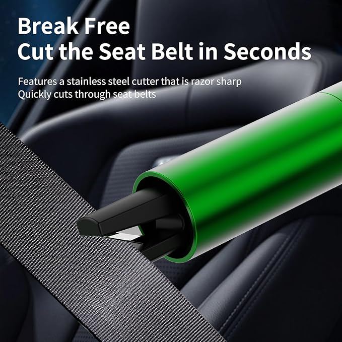HHXS Car Window Breaker Seatbelt Cutter Tool, Safe Hammer Glass Breaker Under Water Safety Hammer Emergency Escape Glass Breaker Life Hammer for Car (Green)