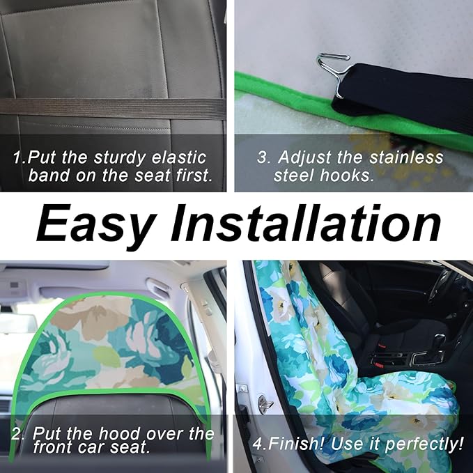 nbnhxnff Sweat Towel Car Seat Cover Protector Front Seats for Gym Workout, Running, Swimming, Beach and Hiking, Waterproof Universal Seat Cover for Car, Trucks,Van&SUV(Cyan Flower, 1pcs Front Seat)