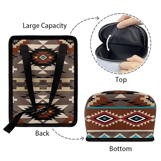 Car Trash Bags for Back Seat Car Garbage Bin with Lid Foldable Auto Interior Storage Bags Hanging Accessories, Southwestern Geometric Aztec Tribal Print