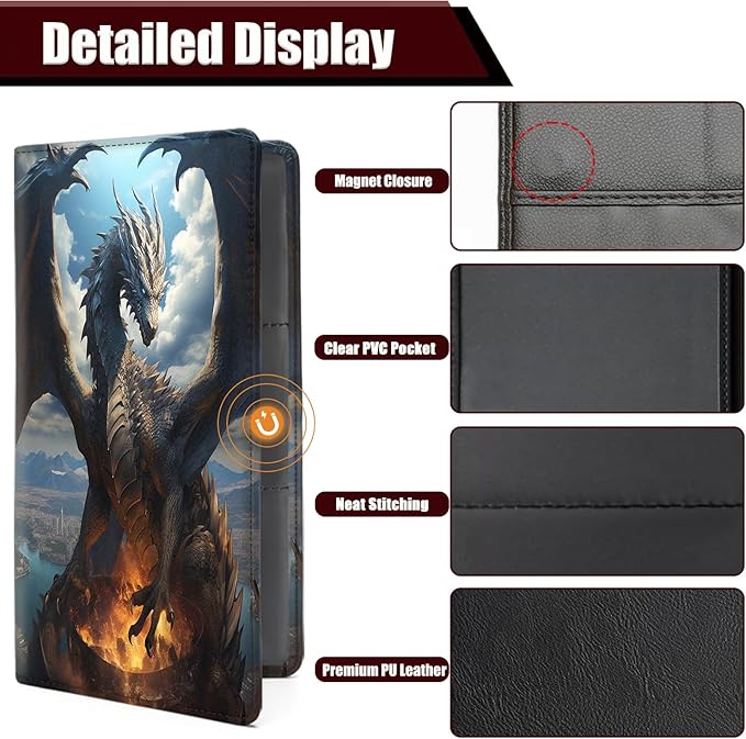 Yuxcfhjfe Car Registration and Insurance Holder, PU Leather Auto Document Holder for Men&Women, Vehicle Glove Box Compartment Organizer with Magnetic Shut for Driver's License, Silver Dragon Pattern