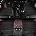 Custom Leather Car Mats, Vehicle-Specific Fit All-Weather Floor Mats, 100% Waterproof Anti-Slip Durable Protection for SUV Truck Sedan, Precision Tailored Protection (Brown Black Stripes)