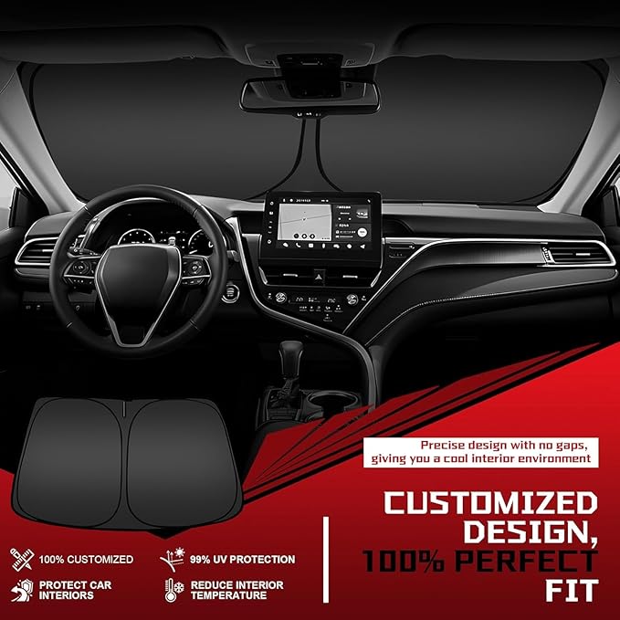 Fonowka Windshield Sun Shade for 2021-2026 Le-xus is Foldable Sun Sunshade for Car Front Window Blocks UV Rays and Heat Automotive Interior Protector Custom Fit Accessories