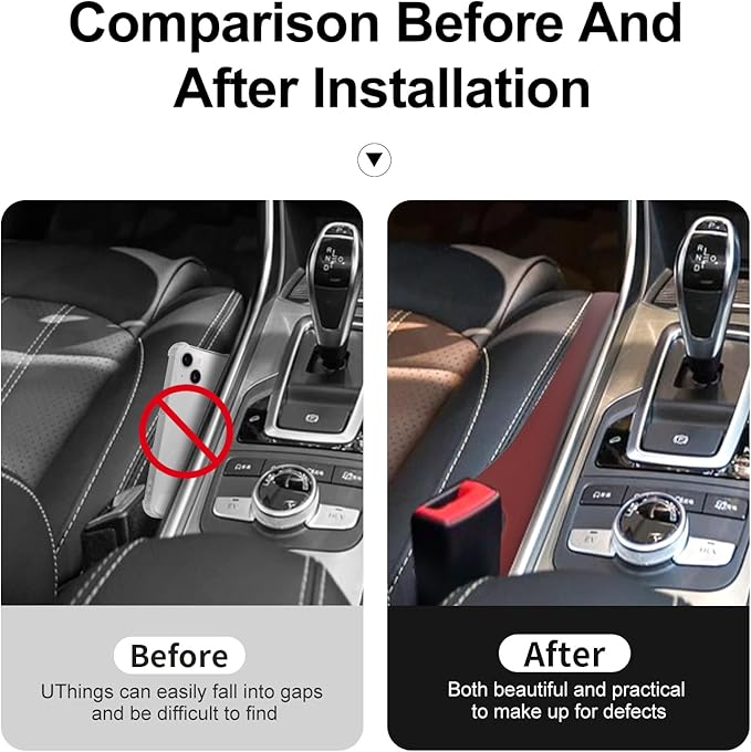 JAGAOSL Car Seat Gap Filler, Universal Fits Car SUV Truck PU Leather Crevice Blocker, Between Seat and Center Console, Stops Cellphone Wallet Keys Coins from Dropping, 2 Pack Red