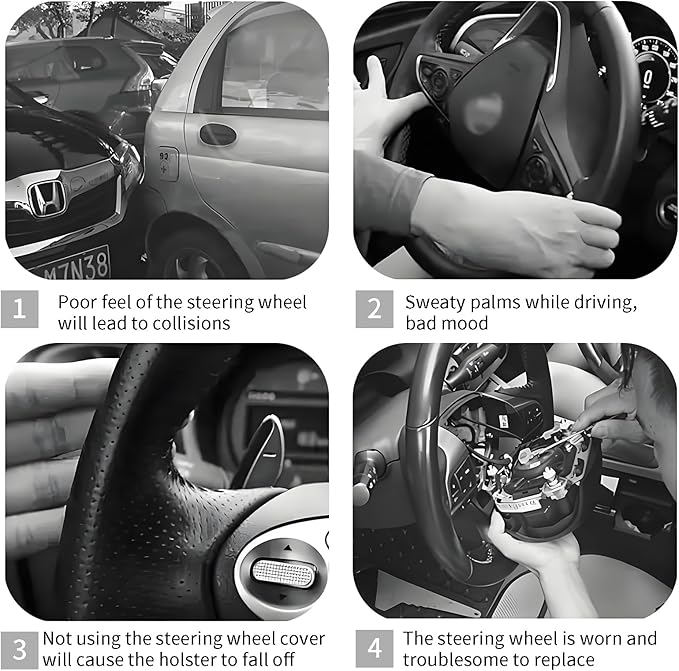 Steering Wheel Covers for Car, Truck, and SUV, Cute Non-Slip Breathable Elastic Steering Wheel, Car Accessories, Universal 15 Inch Leather Cover for Men Women Cute Colorful Cats