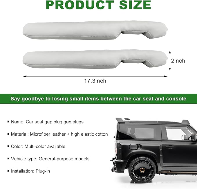 2 PCS Leather Car Seat Gap Filler, Auto Seat Blocker Organizer Fill The Gap Between Seat and Console, Universal Gap Filler Plug Stop Things from Dropping for Car SUV Truck (White)