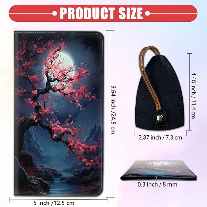Car Document Holder with Magnetic Shut, Car Registration & Insurance Card Holder, Waterproof PU Leather Glove Box Organizer Vehicle Accessories Driver License for Women/Men, Plum Blossoms Pattern